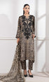 3 Piece Silk Print Embroidered Suit - KMP - 130