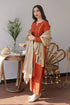 3PC Unstitched Dhanak Embroidered Shirt with Pashmina Wool Shawl - KW1115